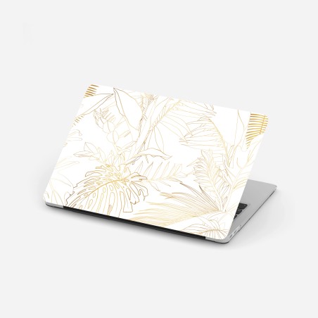 Sticker pour ordinateur portable motif botanique doré de feuilles tropicales – Wallnifity®