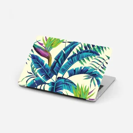Sticker pour ordinateur portable motif tropical bleu et oiseau-de-paradis – Wallnifity®