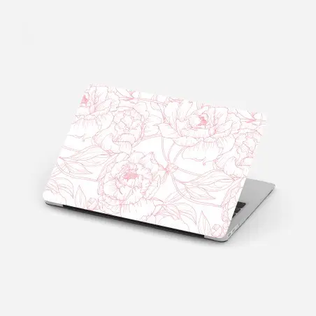Sticker pour ordinateur portable pivoines délicates aux contours roses – Wallnifity®