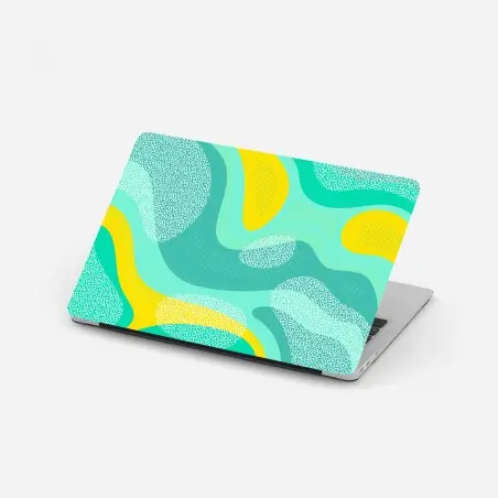 Sticker pour ordinateur portable vagues abstraites menthe et jaune aux motifs graphiques – Wallnifity®