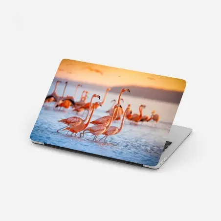 Sticker pour ordinateur portable élégance des flamants au crépuscule – Wallnifity®