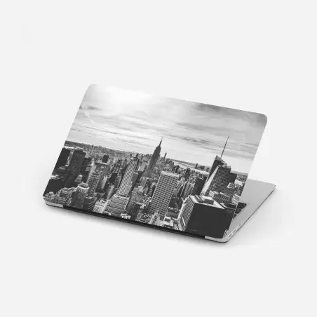 Sticker pour ordinateur portable panorama urbain de New York en noir et blanc – Wallnifity®