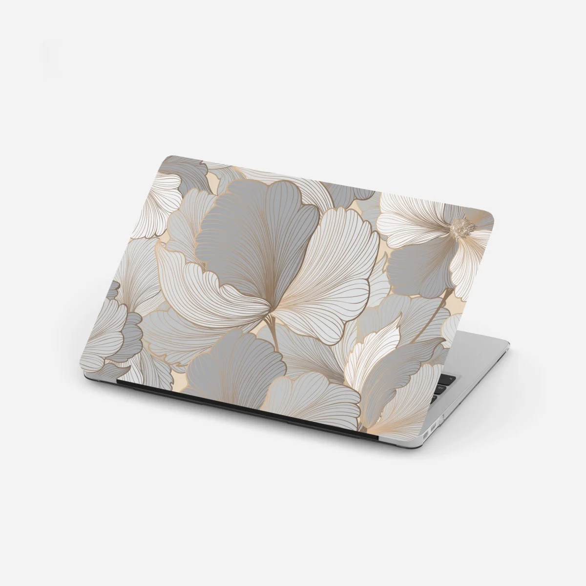 Sticker pour ordinateur portable motif floral élégant aux tons neutres et dorés – Wallnifity® Sticker pour ordinateur portable motif floral élégant aux tons neutres et dorés – Wallnifity®