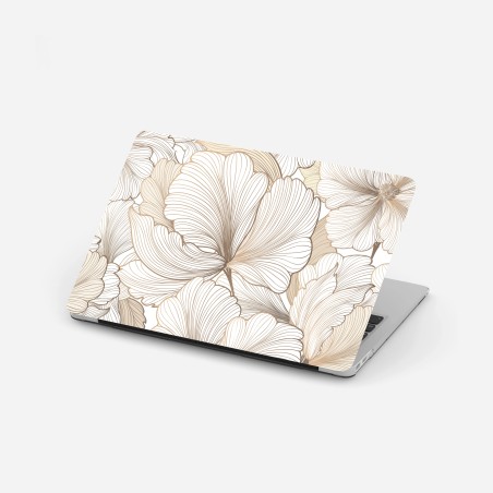 Sticker pour ordinateur portable motif floral délicat en tons beiges et lignes fines – Wallnifity®