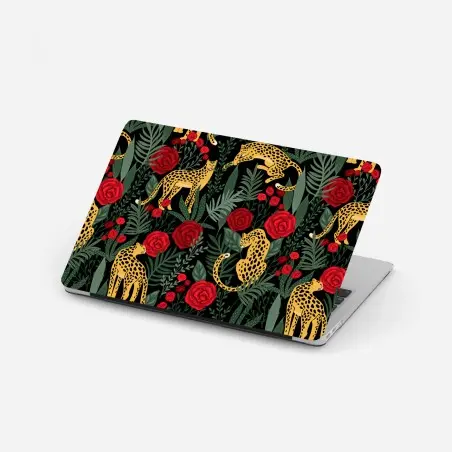 Sticker pour ordinateur portable jungle élégante de léopards et roses – Wallnifity®