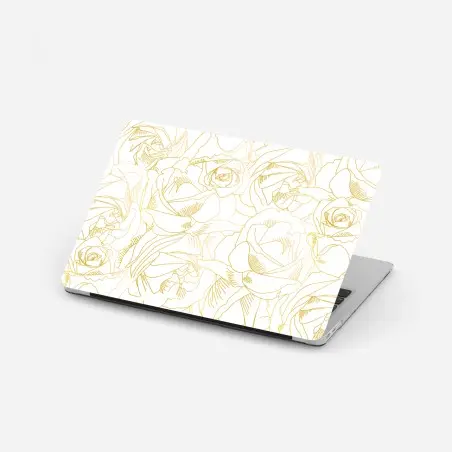 Sticker pour ordinateur portable roses dorées en motif au trait – Wallnifity®