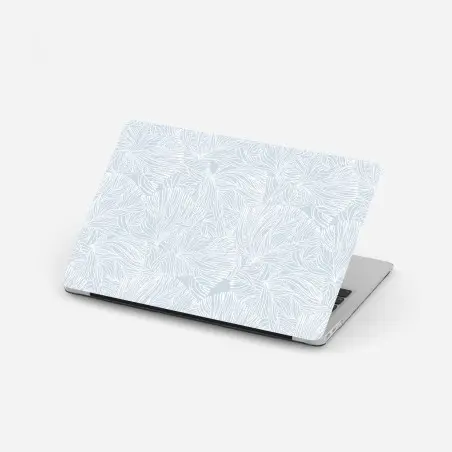 Sticker pour ordinateur portable motif floral linéaire bleu pastel – Wallnifity®