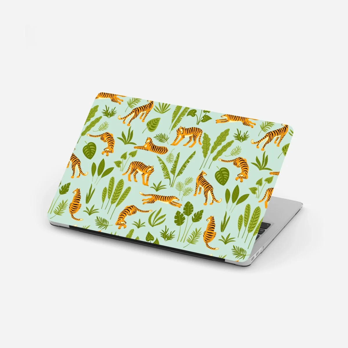 Sticker pour ordinateur portable jungle graphique aux tigres et feuillages – Wallnifity® Sticker pour ordinateur portable jungle graphique aux tigres et feuillages – Wallnifity®
