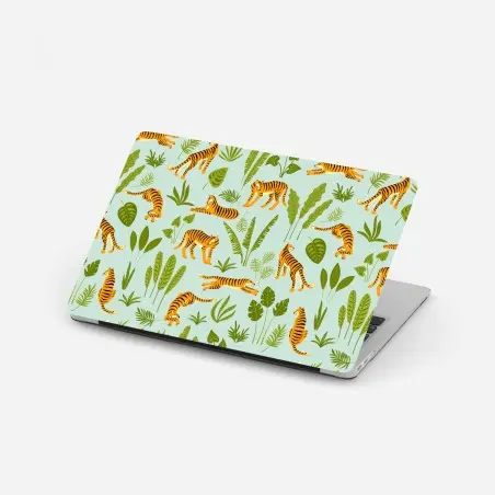 Sticker pour ordinateur portable jungle graphique aux tigres et feuillages – Wallnifity®
