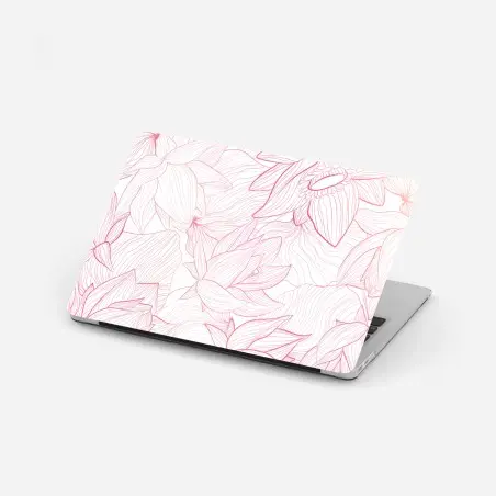 Sticker pour ordinateur portable motif floral délicat en fines lignes roses – Wallnifity®