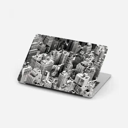 Sticker pour ordinateur portable horizon urbain de Manhattan en noir et blanc – Wallnifity®
