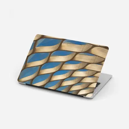 Sticker pour ordinateur portable voûte en treillis de bois, ciel de Chicago – Wallnifity®
