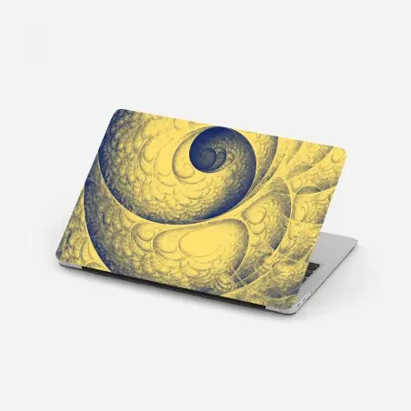 Sticker pour ordinateur portable spirale fractale jaune et bleue – Wallnifity®