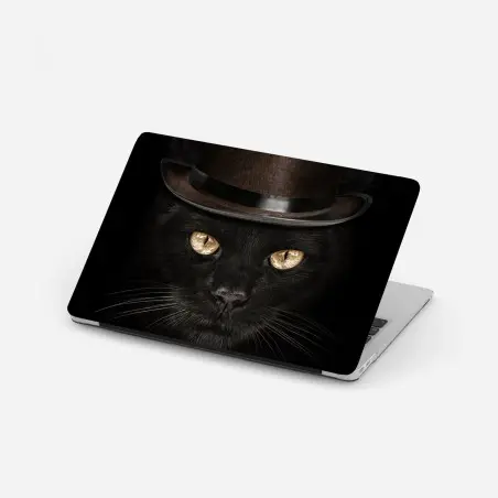 Sticker pour ordinateur portable chat élégant au chapeau haut-de-forme et nœud papillon – Wallnifity®