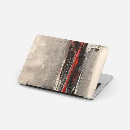 Sticker pour ordinateur portable accent rouge sur texture grise – Wallnifity®