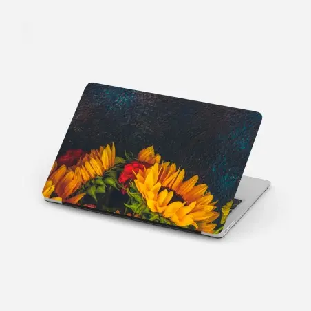 Sticker pour ordinateur portable bouquet de tournesols lumineux sur fond texturé – Wallnifity®