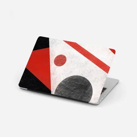 Sticker pour ordinateur portable composition géométrique rouge, noire et blanche – Wallnifity®
