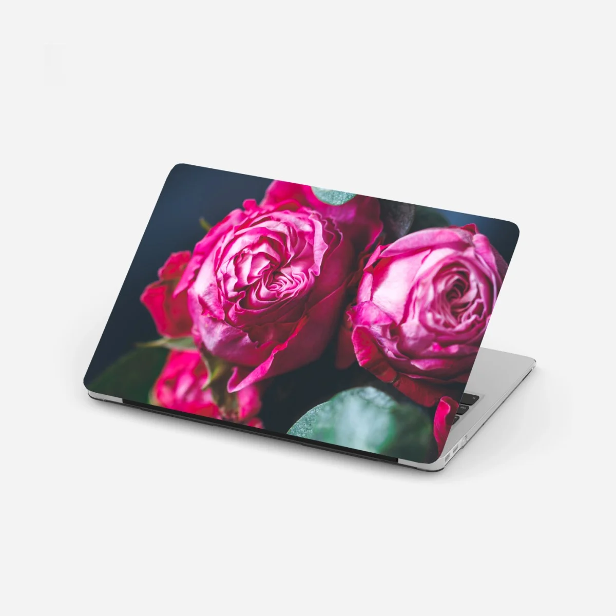 Sticker pour ordinateur portable roses fuchsia en gros plan sur fond bleu – Wallnifity® Sticker pour ordinateur portable roses fuchsia en gros plan sur fond bleu – Wallnifity®