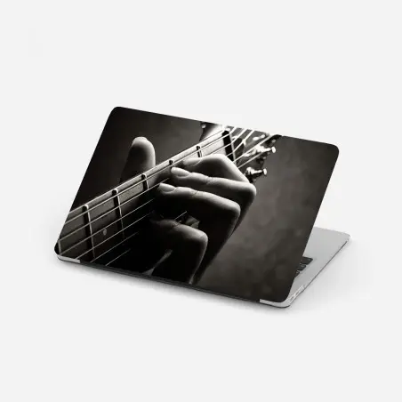 Sticker pour ordinateur portable main de guitariste en gros plan noir et blanc – Wallnifity®