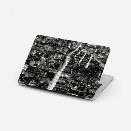 Sticker pour ordinateur portable vue nocturne de New York en noir et blanc – Wallnifity®