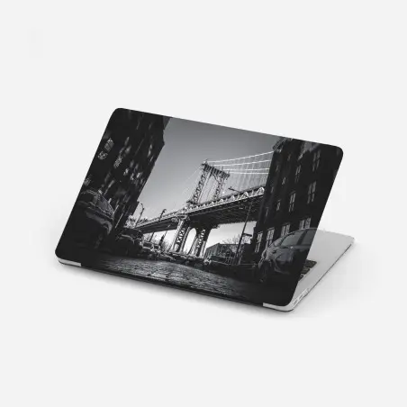 Sticker pour ordinateur portable vue urbaine du pont Manhattan depuis Dumbo – Wallnifity®