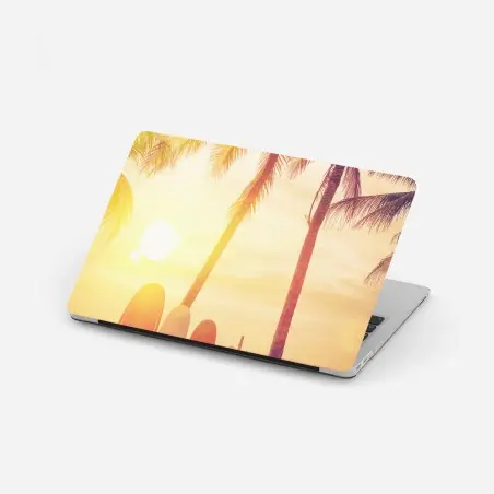 Sticker pour ordinateur portable coucher de soleil tropical avec planches de surf – Wallnifity®