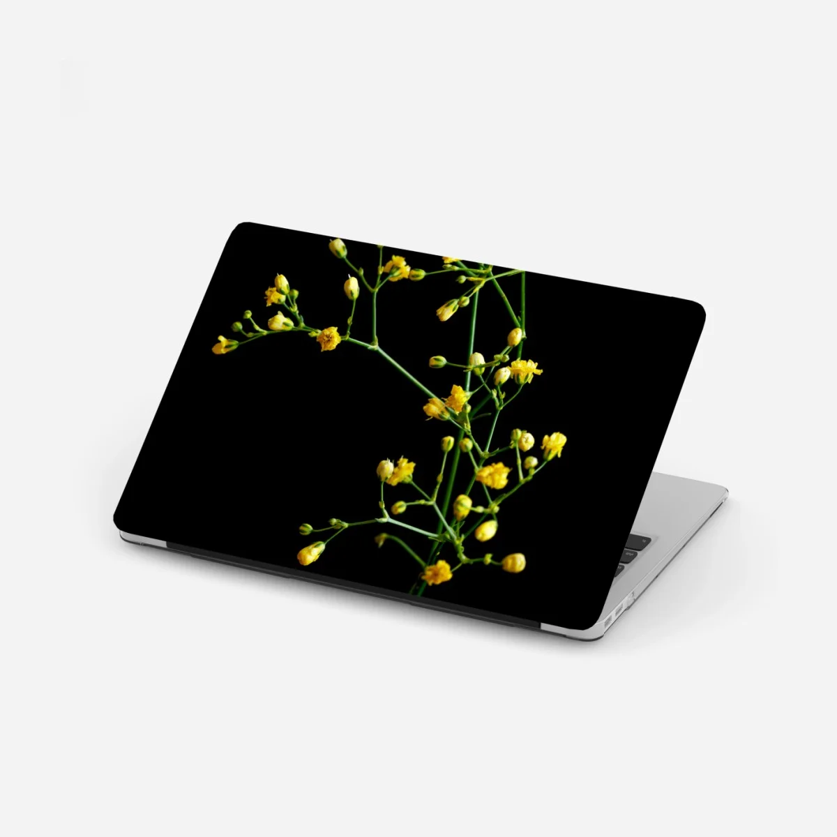Sticker pour ordinateur portable branche de gypsophile jaune sur fond noir – Wallnifity® Sticker pour ordinateur portable branche de gypsophile jaune sur fond noir – Wallnifity®