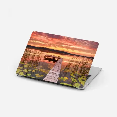 Sticker pour ordinateur portable aube dorée sur le lac – Wallnifity®