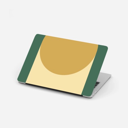 Sticker pour ordinateur portable composition géométrique ocre et vert – Wallnifity®