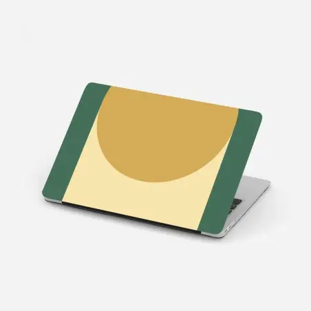 Sticker pour ordinateur portable composition géométrique ocre et vert – Wallnifity®