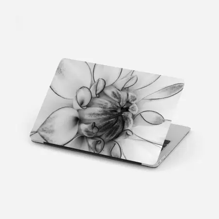 Sticker pour ordinateur portable éclosion florale en noir et blanc – Wallnifity®