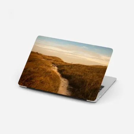 Sticker pour ordinateur portable chemin de dunes aux tons dorés – Wallnifity®