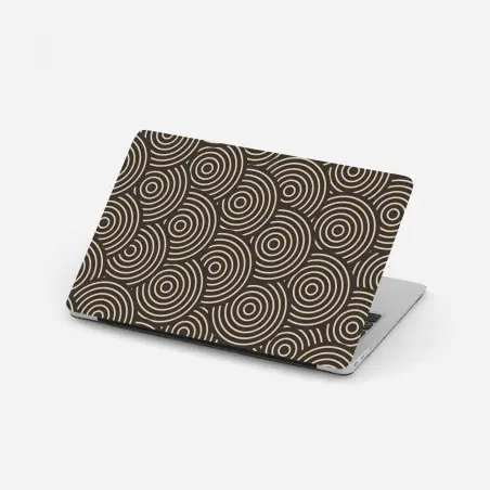 Sticker pour ordinateur portable motif concentrique rétro beige et noir – Wallnifity®
