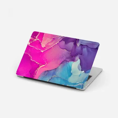 Sticker pour ordinateur portable éclats marbrés fuchsia et turquoise – Wallnifity®