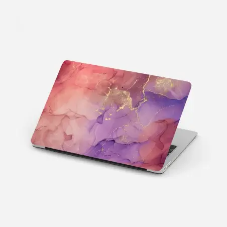 Sticker pour ordinateur portable marbre d'encre alcoolée aux reflets dorés – Wallnifity®
