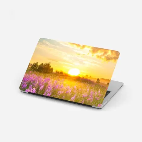 Sticker pour ordinateur portable prairie en fleurs au lever du soleil – Wallnifity®