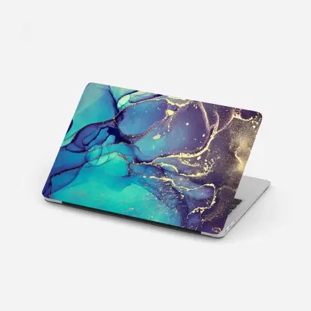 Sticker pour ordinateur portable abstraction aquatique aux reflets dorés – Wallnifity®
