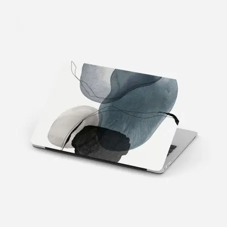 Sticker pour ordinateur portable composition abstraite aux nuances bleu-gris – Wallnifity®
