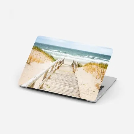 Sticker pour ordinateur portable passerelle en bois vers la plage à Sylt – Wallnifity®