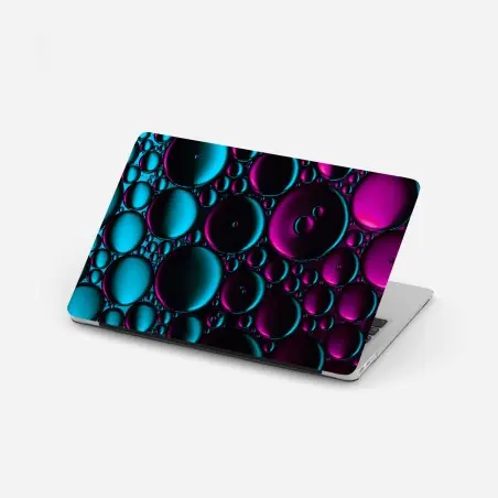 Sticker pour ordinateur portable composition abstraite de bulles cyan et magenta – Wallnifity®