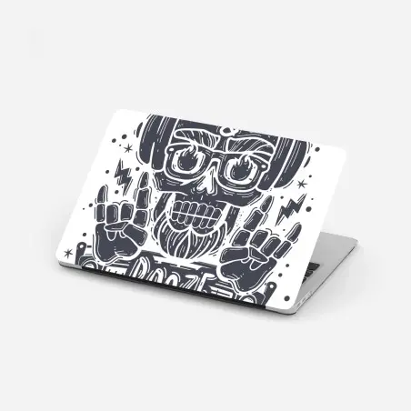 Sticker pour ordinateur portable crâne rock au casque et boombox rétro – Wallnifity®