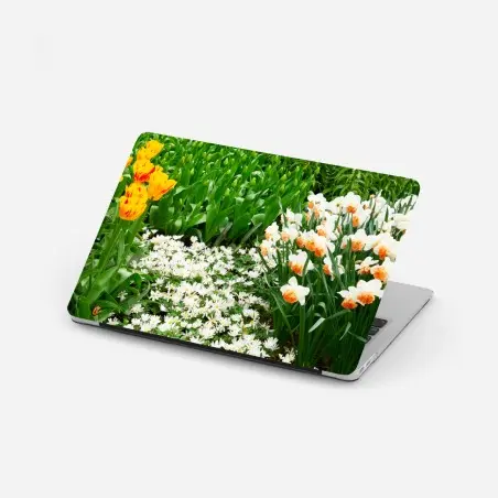 Sticker pour ordinateur portable champ floral printanier aux couleurs vives – Wallnifity®