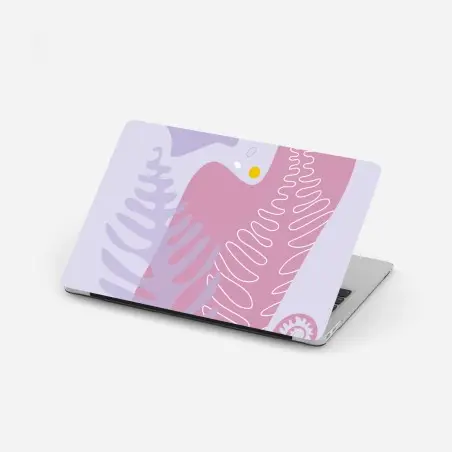 Sticker pour ordinateur portable motif botanique abstrait aux tons pastels – Wallnifity®