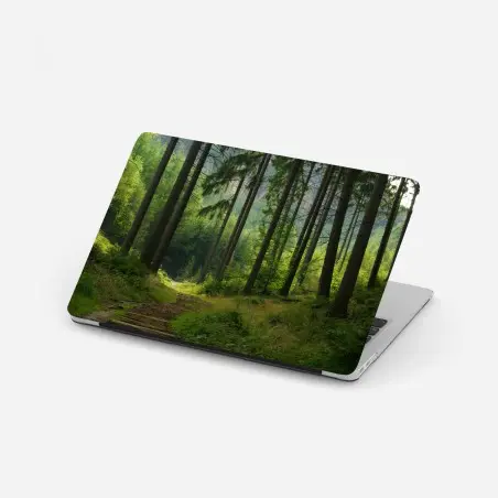 Sticker pour ordinateur portable sentier forestier au coeur des sapins – Wallnifity®