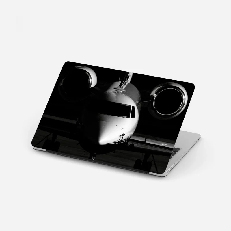 Sticker pour ordinateur portable jet privé en contre-jour silhouette monochrome – Wallnifity® Sticker pour ordinateur portable jet privé en contre-jour silhouette monochrome – Wallnifity®