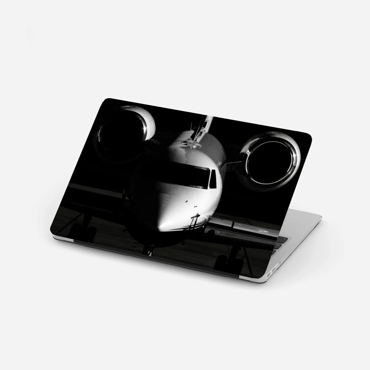 Sticker pour ordinateur portable jet privé en contre-jour silhouette monochrome – Wallnifity® Sticker pour ordinateur portable jet privé en contre-jour silhouette monochrome – Wallnifity®