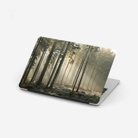 Sticker pour ordinateur portable forêt brumeuse et lumière matinale – Wallnifity®