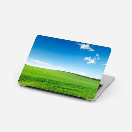 Sticker pour ordinateur portable paysage champêtre verdoyant sous ciel bleu – Wallnifity®