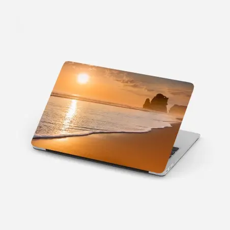 Sticker pour ordinateur portable coucher de soleil doré sur la plage – Wallnifity®