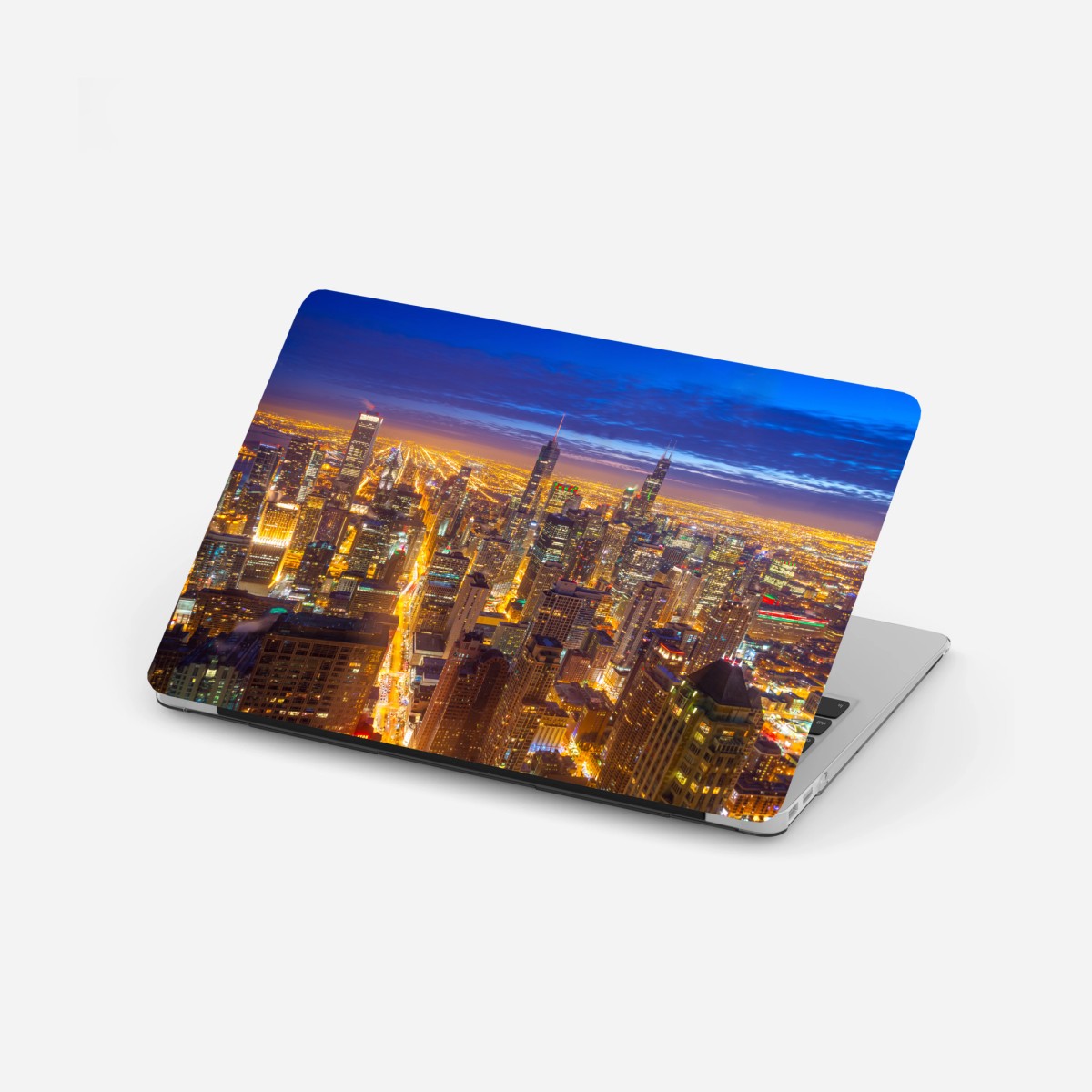 Sticker pour ordinateur portable vue nocturne de Chicago illuminée – Wallnifity®
